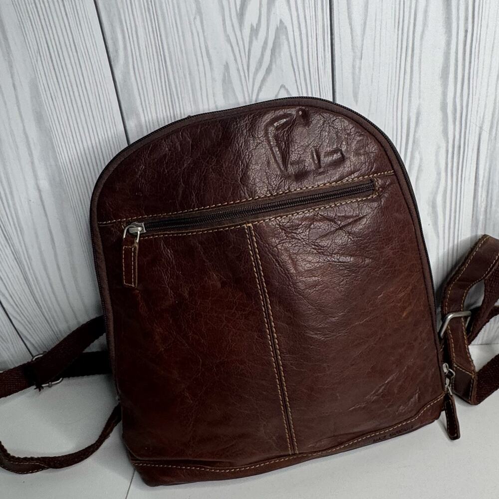 Jack Georges Voyager Leather Small Backpack Convertible Bag Adjustable Read